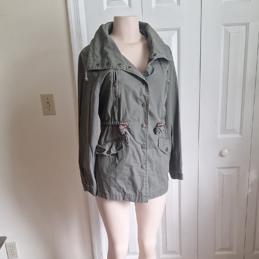 Sound And Matter Lightweight Olive Green Parka Jacket Size Small